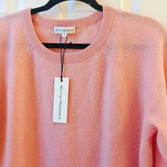 NEW White + Warren Essential cashmere easy sweatshirt in Pink - Picture 5 of 6